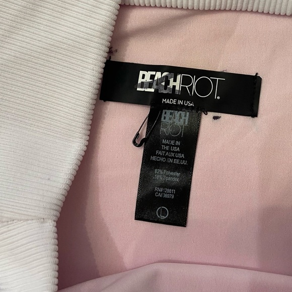 New! Beach Riot Emmy pink white ribbed high waisted bikini bottom 24918 - Picture 7 of 10